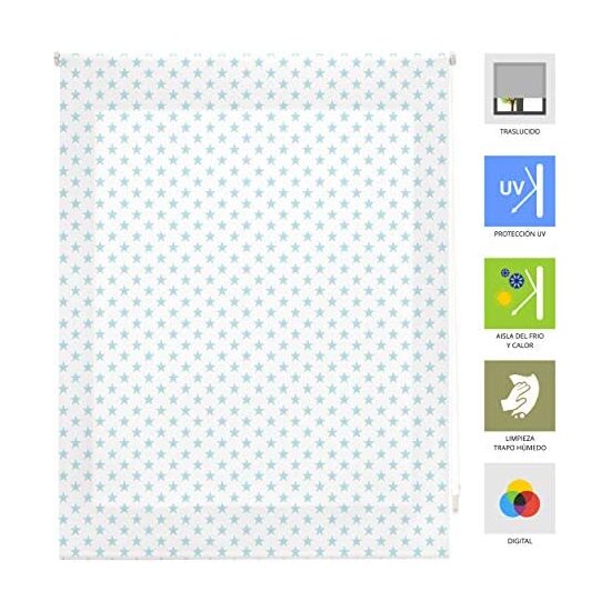 ESTOR ENROLLABLE DIGITAL WEB ESTANDAR TRASLUCIDO DISEÑO S-STARS CELESTE image 2