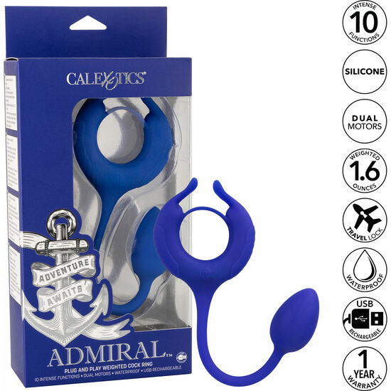 ADMIRAL WEIGHTED COCK RING - BLUE image 4