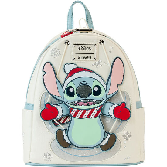 MOCHILA GLITTER HOLIDAY SNOW ANGEL STITCH DISNEY LOUNGEFLY 26CM image 0