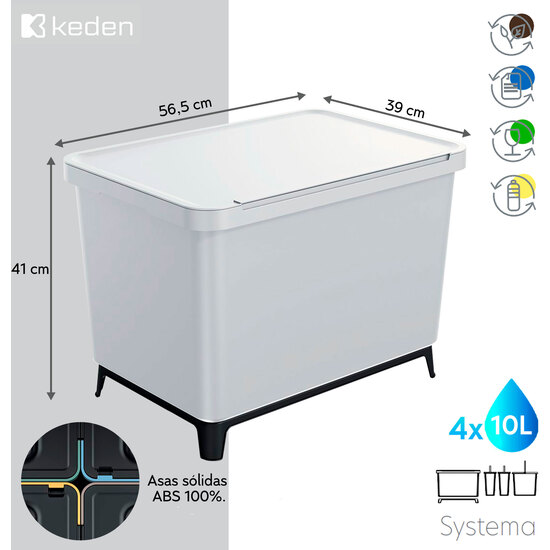 SISTEMA CLASIFICADOR DE RECICLAJE 4X10L COLOR BLANCO KEDEN image 1