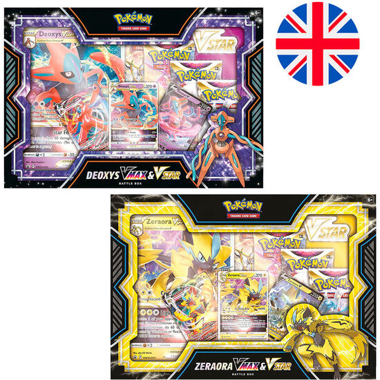 BLISTER JUEGO CARTAS COLECCIONABLES DEOXYS VMAX & ZERAORA VMAX POKEMON INGLES SURTIDO image 0