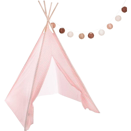 TIPI INFANTIL ROSA + GUIRNALDA LED "SAFARI" WELL HOME image 0