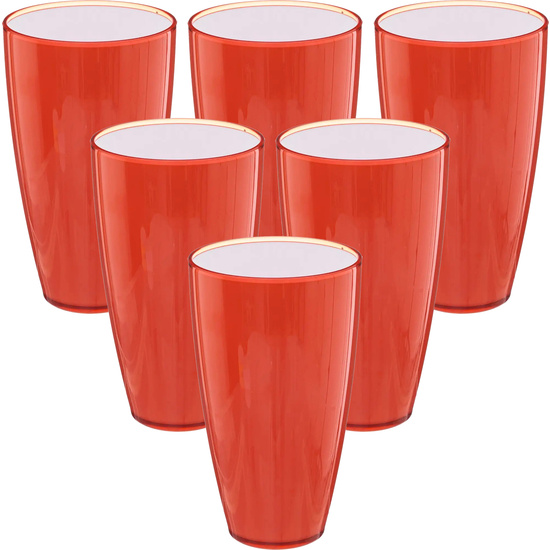 JUEGO DE 6 VASOS ROJO CORAL WELLHOME. image 0