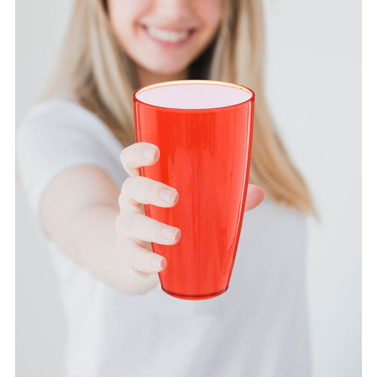 JUEGO DE 6 VASOS ROJO CORAL WELLHOME. image 2