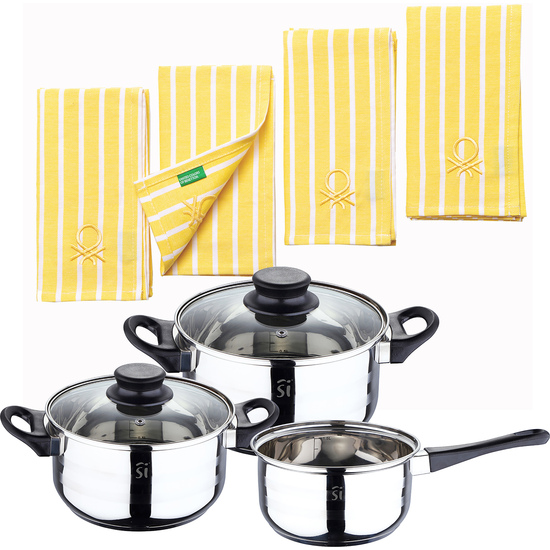 PACK BATERÍA DE COCINA 5 PIEZAS + SET 4PC PAÑOS DE COCINA image 0