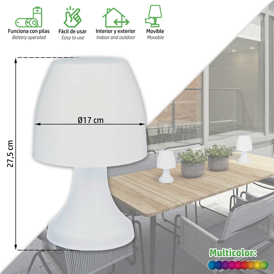 SET DE 2 LÁMPARAS INALÁMBRICAS DE SOBREMESA LED CON CAMBIO DE COLOR RGB H.27CM image 1