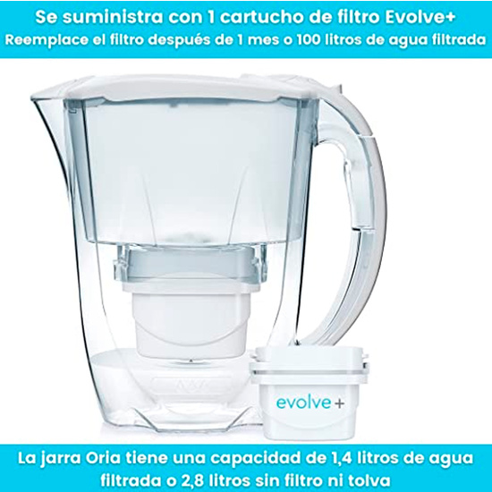 JARRA AQUA OPTIMA ORIA BLANCA CON CAPACIDAD TOTAL DE 2,8 L Y 1 FILTRO EVOLVE + image 1