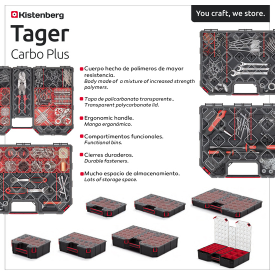 MALETÍN MULTIFUNCIONAL DE HERRAMIENTAS KISTENBERG 40 BAJO - TODO COMPARTIMENTOS TAGER CARBO PLUS 28,4X39X6 image 1