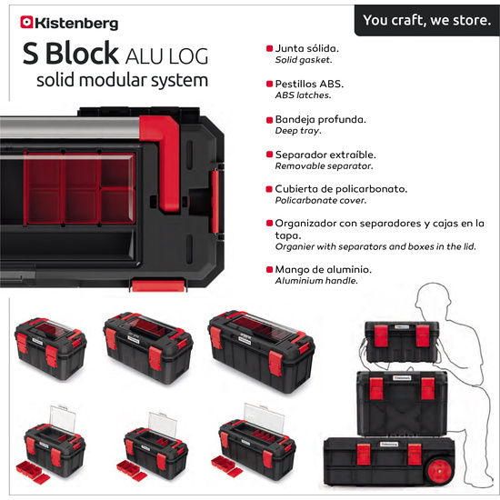 CAJA DE HERRAMIENTAS KISTENBERG ORGANIZADOR SUPERIOR S BLOCK ALU LOG SOLID MODULAR SYSTEM 28X65X31,4 image 1