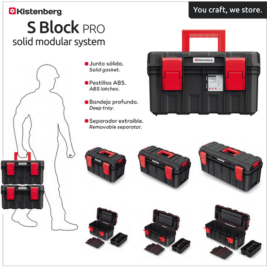 CAJA DE HERRAMIENTAS KISTENBERG S BLOCK ALU LOG SOLID MODULAR SYSTEM 28X65X31,4 image 1