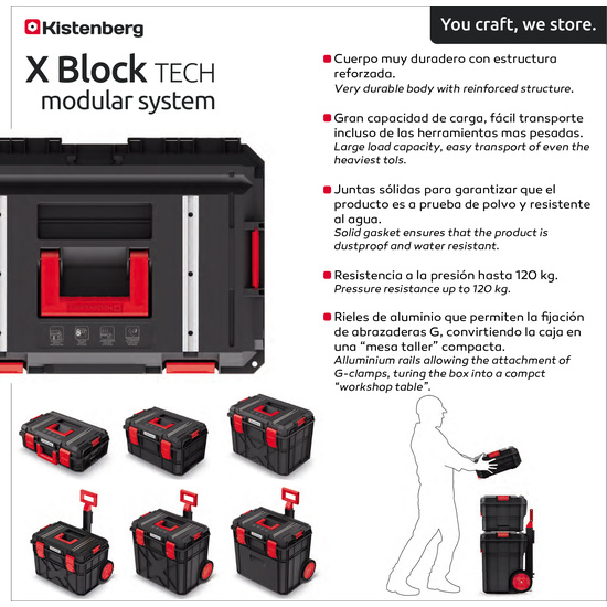 CAJA DE HERRAMIENTAS CON RUEDAS CON CAJÓN KISTENBERG X BLOCK TECH MODULAR SYSTEM 38X54,6X51 image 1