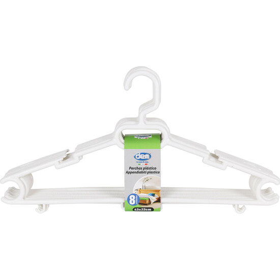 SET 8 PLASTIC CLOTHES RACK 43X22CM image 1