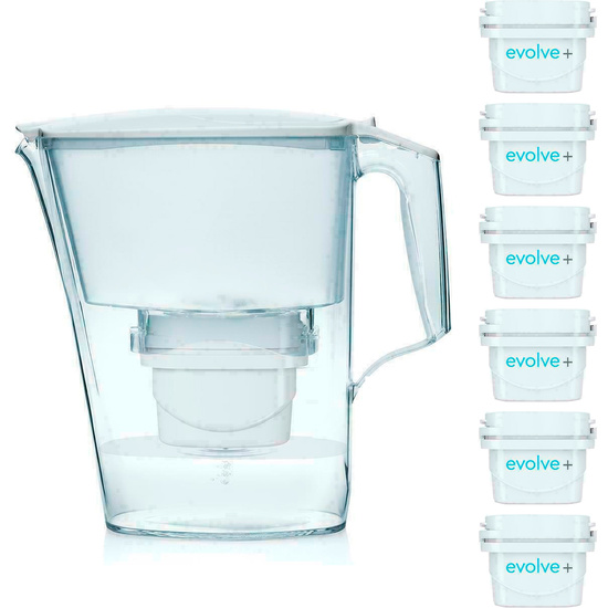 JARRA AQUA OPTIMA LISCIA BLANCA CON CAPACIDAD TOTAL DE 2,5 L CON 6 FILTROS EVOLVE + image 0