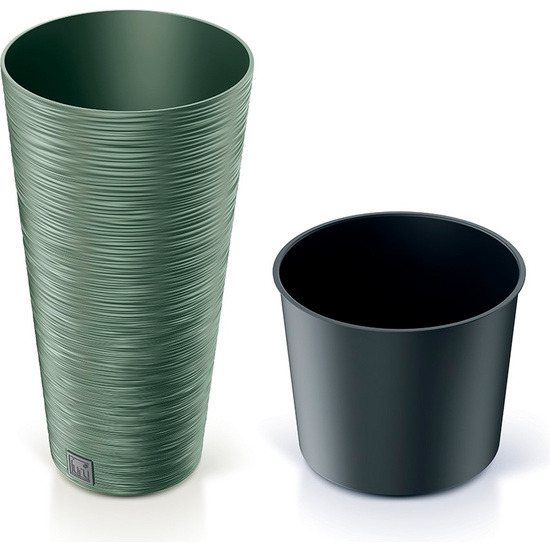 MACETERO COLOR VERDE TIERRA, CON DEPÓSITO, COLECCIÓN FURU, DE 25 X 25 X 48 CM, CAPACIDAD DE 7,5 L. image 2