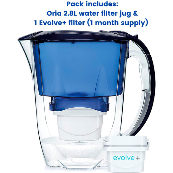 JARRA AQUA OPTIMA ORIA AZUL CON CAPACIDAD TOTAL DE 2,8 L Y 1 FILTRO EVOLVE + image 1