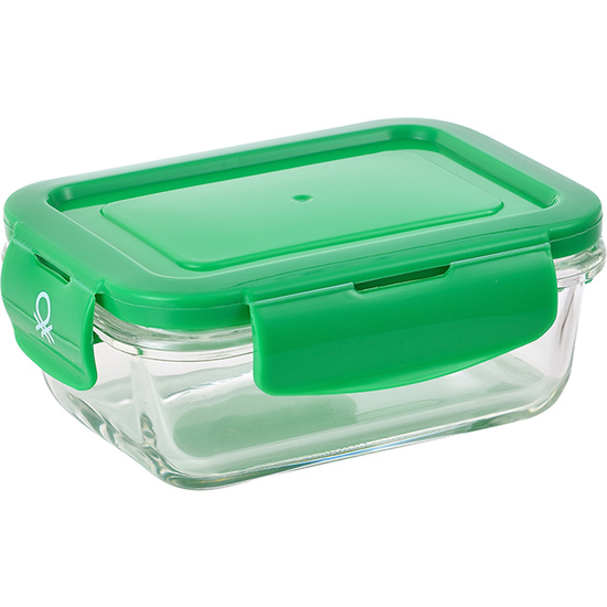 SET 3PC HERMÉTICO RECTANGULAR (330 ML TAPAS DE COLOR) EN BOROSILICATO BENETTON. image 2