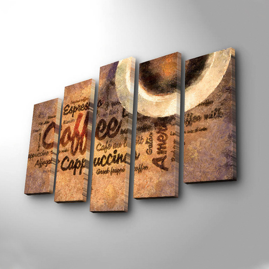 CUADRO LIENZO DECORATIVO CANVAS DE 5 PIEZAS - COFFE image 2