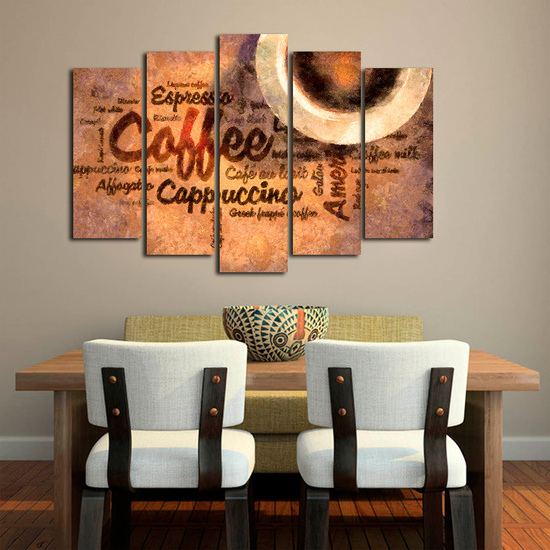 CUADRO LIENZO DECORATIVO CANVAS DE 5 PIEZAS - COFFE image 4