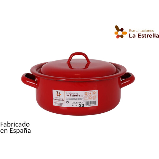 CACEROLA ESMALTADA C/TAPA 20CM ROJO image 0