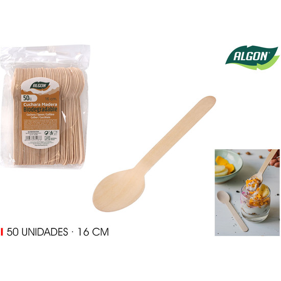 SET-50 CUCHARA MADERA 16CM ALGON image 3