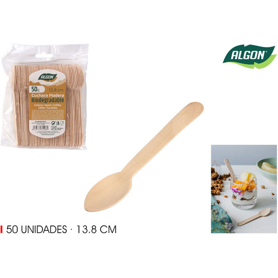 SET-50 CUCHARA CAFE MADERA 13.8CM ALGON image 3