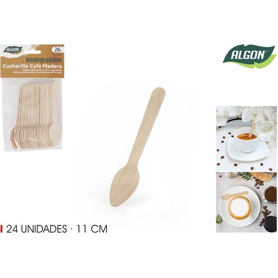 SET-24 CUCHARA CAFE MADERA 11CM ALGON image 0