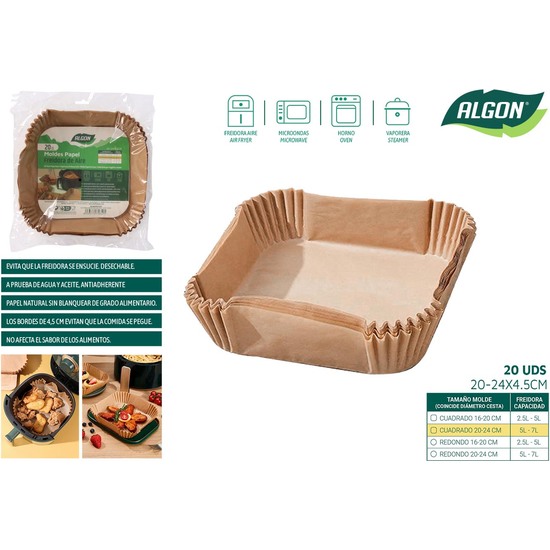 SET-20 BASE PAPEL AIRFRYER CUAD.24CM ALGON image 1