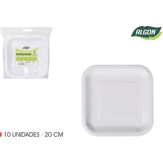 SET-10 PLATO CUAD.CART NATURAL 20CM ALGON image 0