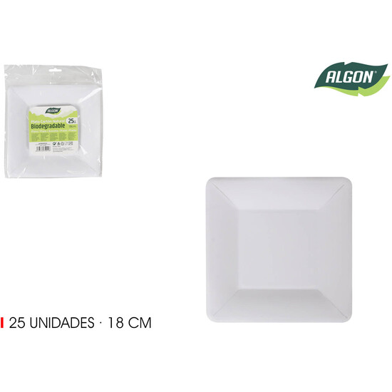 SET-25 PLATO CUAD.CART NATURAL 18CM ALGON image 1