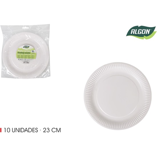 SET-10 PLATO CARTON RED.L/SOJA 23CM ALGON image 1