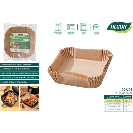 SET-20 BASE PAPEL AIRFRYER CUAD.20CM ALGON image 0