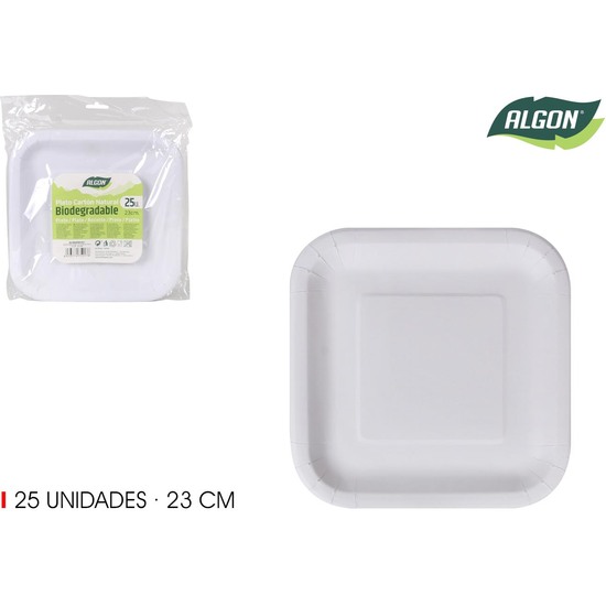 SET-25PLATO CUAD.CART NATURAL 23CM ALGON image 0