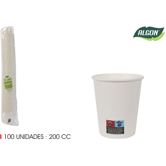 SET-100 VASO BLANCO CARTON 200CC ALGON image 0