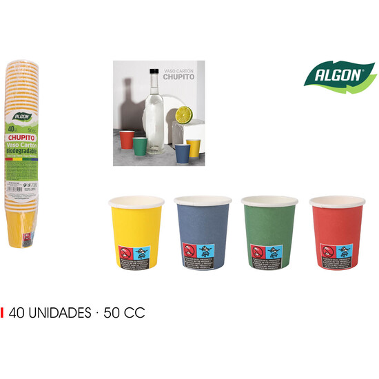 SET-40 VASO CARTON CHUPITO COL.50CC ALGON image 0