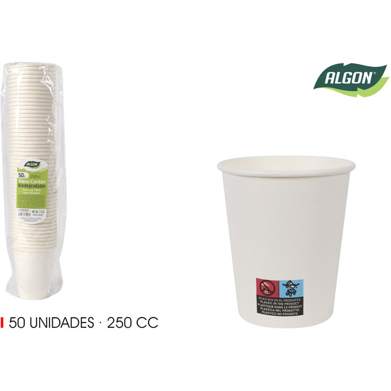 SET-50 VASO BLANCO CARTON 250CC ALGON image 0