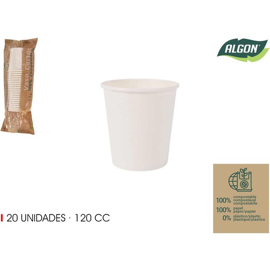 SET-20 VASO BLANCO CARTON 120CC ALGON image 0