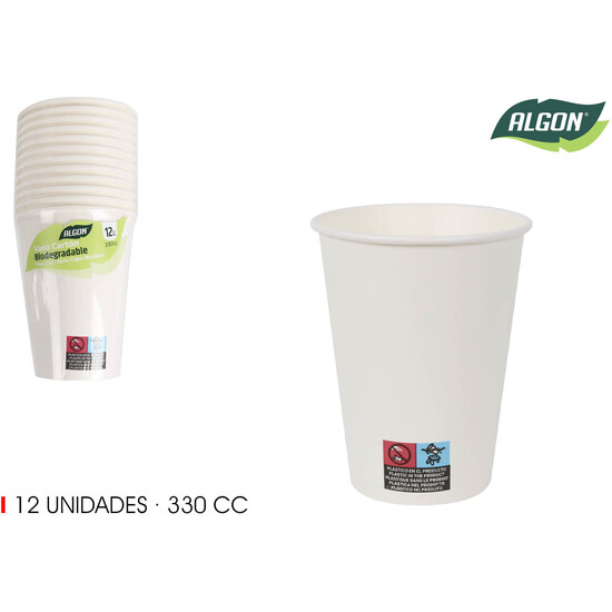 SET-12 VASO BLANCO CARTON 330CC ALGON image 0