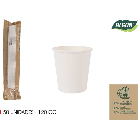 SET-50 VASO BLANCO CARTON 120CC ALGON image 0