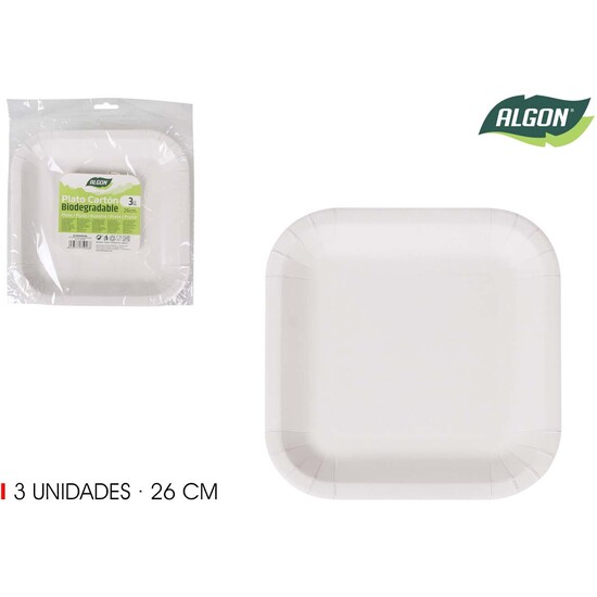 SET-3 PLATO CARTON CUAD. L/SOJA 26CM ALGON image 1