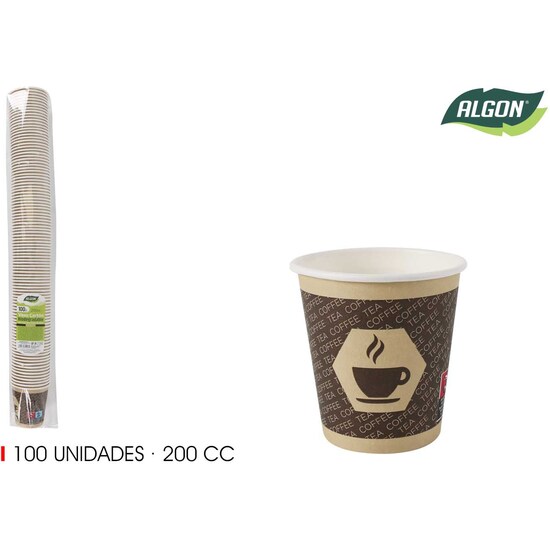 SET-100 VASO CARTON CAFÉ 200CC ALGON image 0