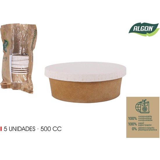 SET-5 ENVASES KRAFT TAPA CARTON 500 ALGON image 0