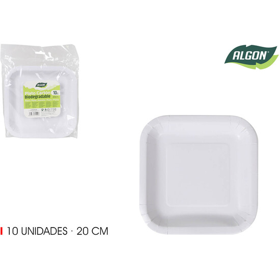 SET-10 PLATO CARTON CUAD. L/SOJA 20CM ALGON image 0