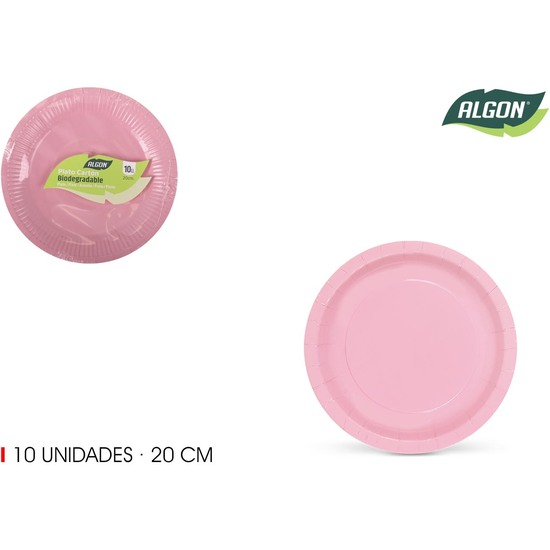 SET-10 PLATO CARTON ROSA BABY SOJA 20CM ALGON image 0