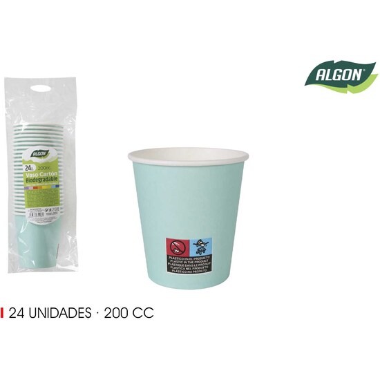 SET-24 VASO CARTON AGUAMARINA 200CC ALGON image 0