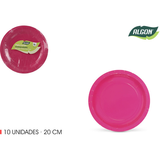 SET-10 PLATO CARTON FUCSIA SOJA 20CM ALGON image 0