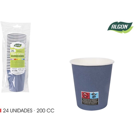 SET-24 VASO CARTON AZUL 200CC ALGON image 0