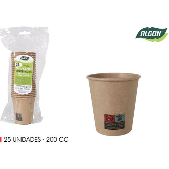 SET-25 VASO CARTON KRAFT 200CC ALGON image 0