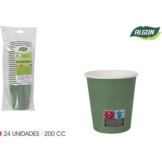 SET-24 VASO CARTON VERDE 200CC ALGON image 0