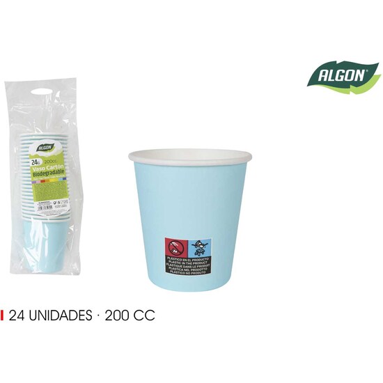 SET-24 VASO CARTON AZUL BABY 200CC ALGON image 0