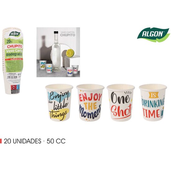 SET-20 VASO CARTON CHUPITO FRA.50CC ALGON image 0